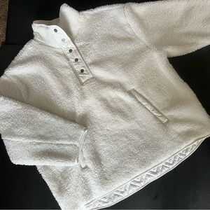 Athleta Cozy Sherpa Snap Sweatshirt Magnolia White Oversized Women’s 1X